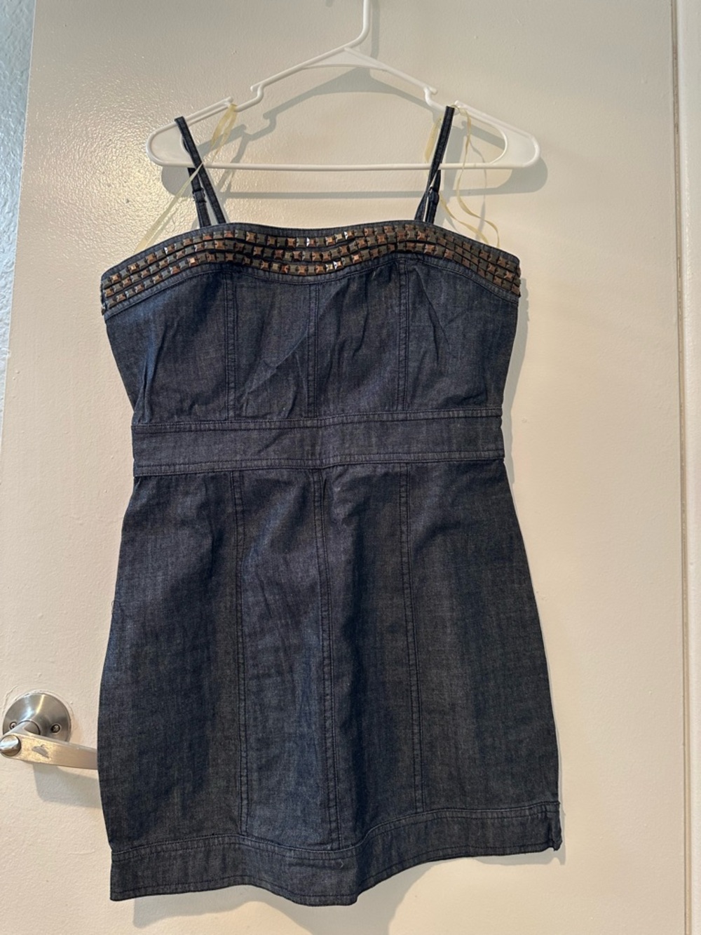 Forever 21 Black Denim Strappy Mini Dress